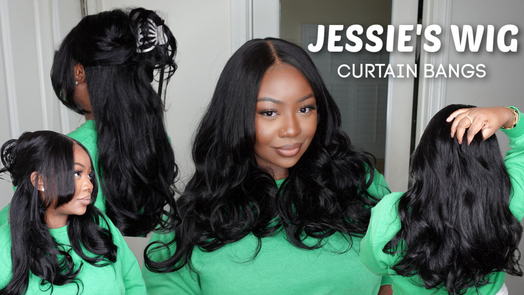 22" 7x5 Curtain Bangs Lace Wig