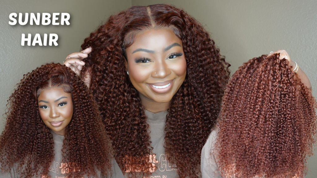 24" Reddish Brown 7x5 Jerry Curly Lace Wig