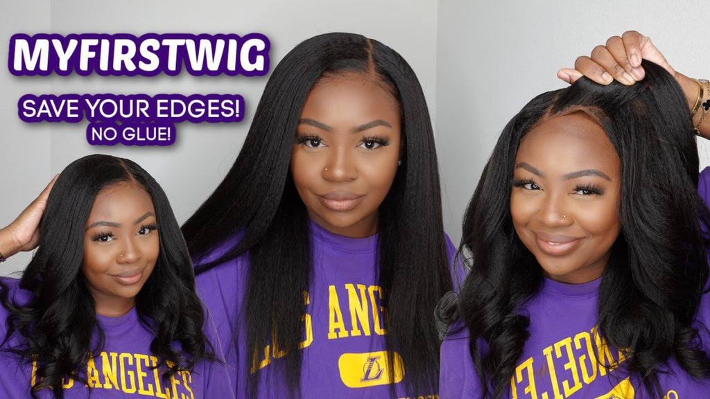16'' Kinky Straight Side Part 13x6 Invisible Lace Front Wig